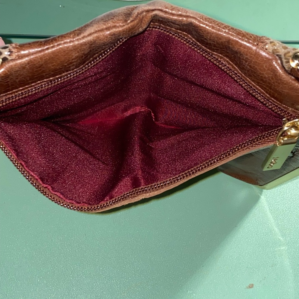 Vintage Brown Snakeskin Clutch with Gold Accents - Picture 9 of 10